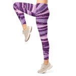 Purple Glitter Wave Leggings Sparkly Striped Yoga Pants