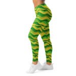 Green Gold Glitter Leggings Sparkly Wave Yoga Pants