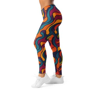 Home 6 Psychedelic Wave Leggings Retro 70s Colorful Yoga Pants