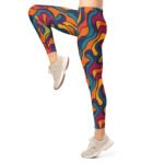 Psychedelic Wave Leggings Retro 70s Colorful Yoga Pants