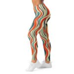 Retro Wave Leggings Colorful Vintage Wavy Yoga Pants