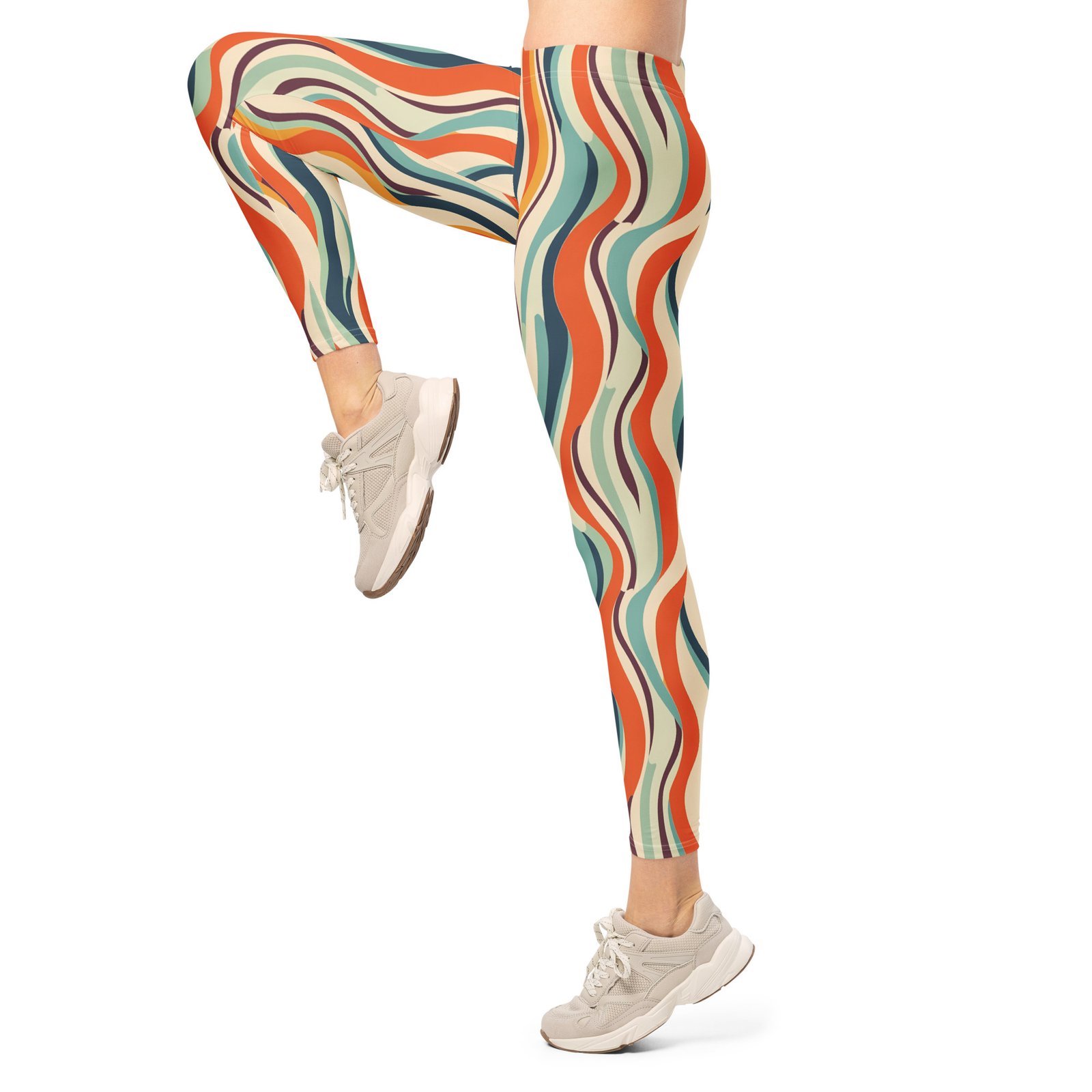 Retro Wave Leggings Colorful Vintage Wavy Yoga Pants Retro Wave Leggings Colorful Vintage Wavy Yoga Pants