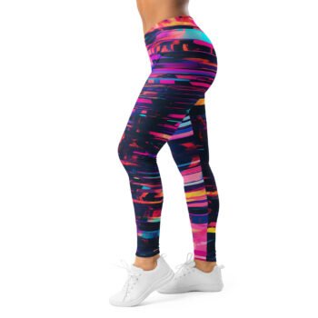 Home 4 Neon Glitch Leggings Cyberpunk Digital Art Yoga Pants