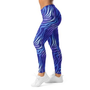 Home 2 Blue Zebra Leggings Wavy Blue Purple Abstract Yoga Pants