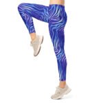 Blue Zebra Leggings Wavy Blue Purple Abstract Yoga Pants