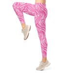 Pink Zebra Leggings Wavy Pattern Yoga Pants