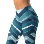 Blue Chevron Leggings Teal Geometric Yoga Pants