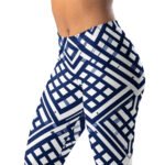 Navy Blue Lattice Leggings Geometric Yoga Pants