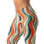 Retro Wave Leggings Colorful Vintage Wavy Yoga Pants