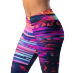 Neon Glitch Leggings Cyberpunk Digital Art Yoga Pants