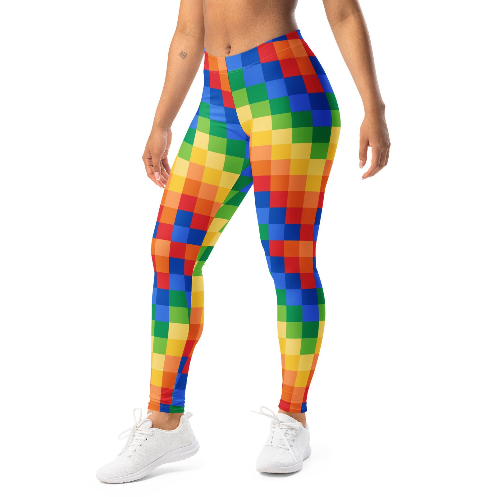 Colorful Grid Leggings Vibrant Square Pattern Yoga Pants Colorful Grid Leggings Vibrant Square Pattern Yoga Pants