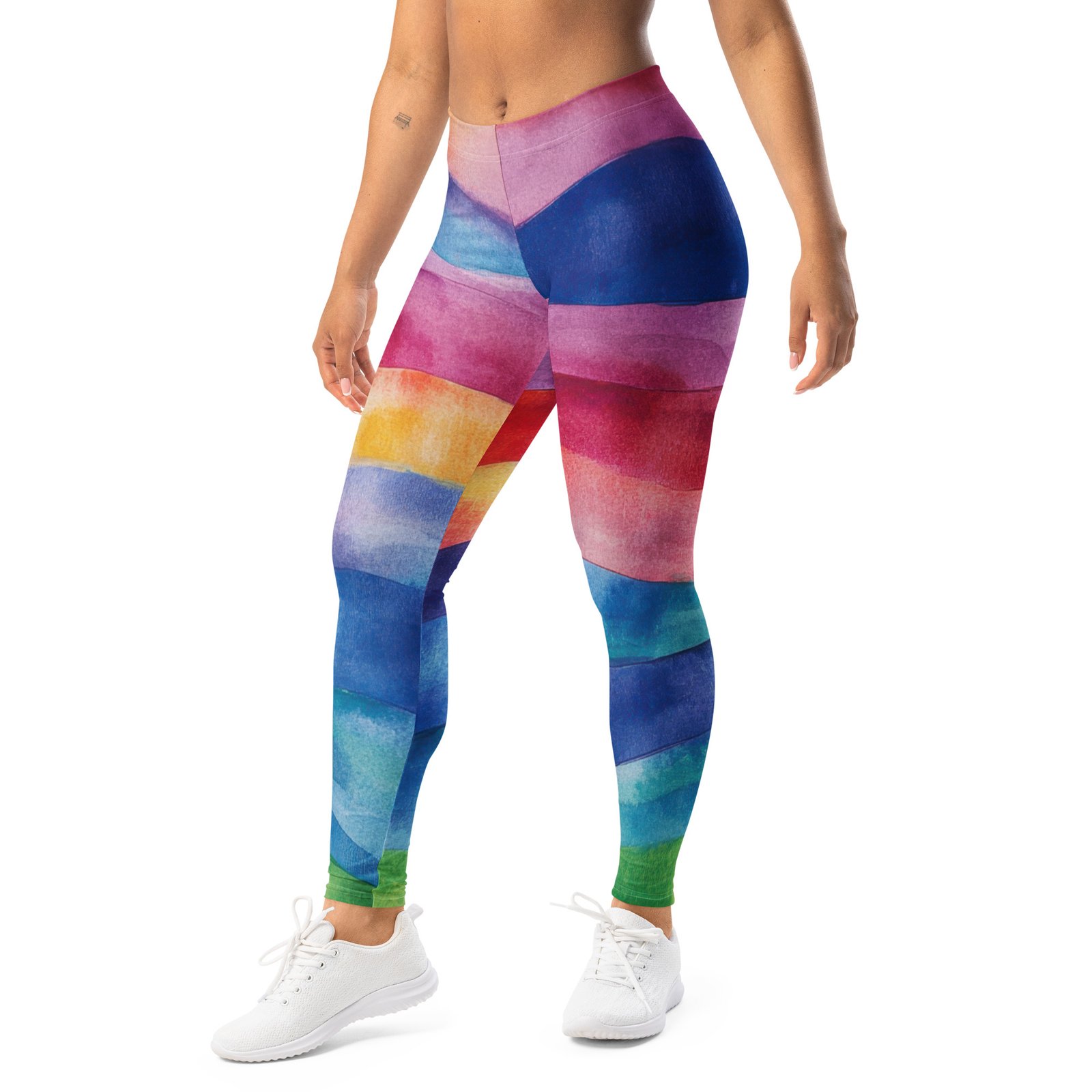 Rainbow Wave Leggings Watercolor Yoga Pants Rainbow Wave Leggings Watercolor Yoga Pants