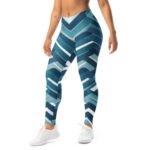 Blue Chevron Leggings Teal Geometric Yoga Pants