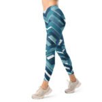 Blue Chevron Leggings Teal Geometric Yoga Pants