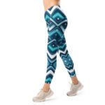 Blue Wavy Chevron Leggings Teal Geometric Yoga Pants