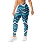 Blue Wavy Chevron Leggings Teal Geometric Yoga Pants