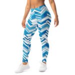 Blue 3d Chevron Leggings Geometric Yoga Pants