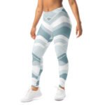 Light Blue Wave Leggings Soft Geometric Yoga Pants