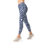Navy Blue Lattice Leggings Geometric Yoga Pants