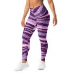 Purple Glitter Wave Leggings Sparkly Striped Yoga Pants