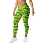 Green Gold Glitter Leggings Sparkly Wave Yoga Pants