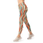 Retro Wave Leggings Colorful Vintage Wavy Yoga Pants