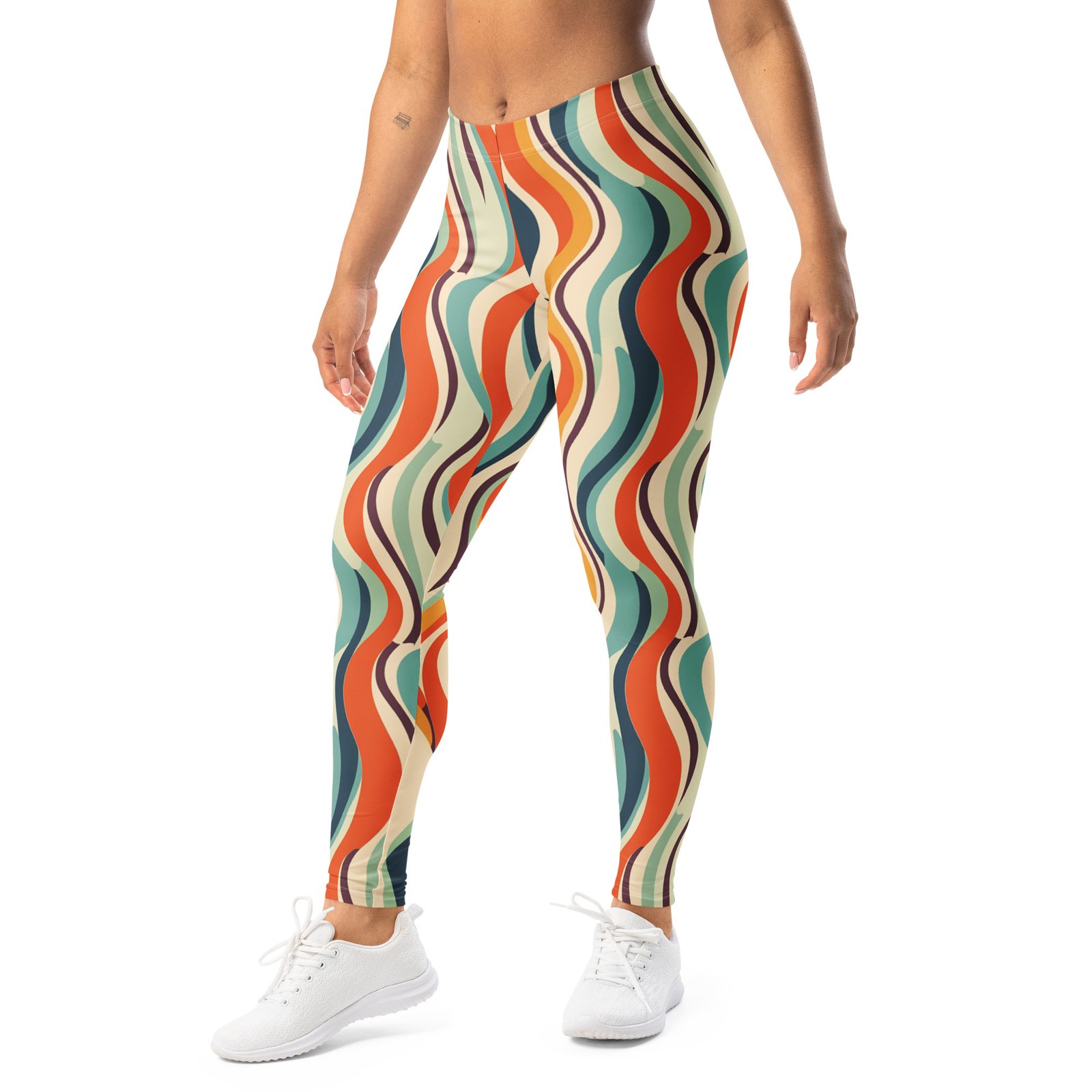 Retro Wave Leggings Colorful Vintage Wavy Yoga Pants Retro Wave Leggings Colorful Vintage Wavy Yoga Pants