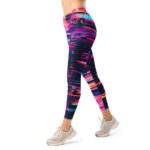 Neon Glitch Leggings Cyberpunk Digital Art Yoga Pants