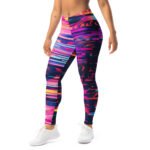 Neon Glitch Leggings Cyberpunk Digital Art Yoga Pants