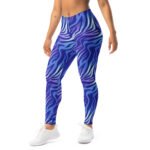 Blue Zebra Leggings Wavy Blue Purple Abstract Yoga Pants