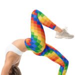 Colorful Grid Leggings Vibrant Square Pattern Yoga Pants