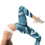 Blue Chevron Leggings Teal Geometric Yoga Pants