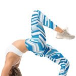 Blue 3d Chevron Leggings Geometric Yoga Pants