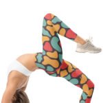 Retro Abstract Leggings Vintage Color Block Yoga Pants