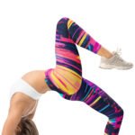 Neon Glitch Leggings Cyberpunk Digital Art Yoga Pants