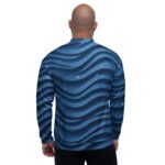 Blue Glitter Wave Bomber Jacket Sparkly Starry Coat