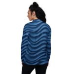 Blue Glitter Wave Bomber Jacket Sparkly Starry Coat