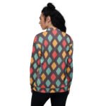 Retro Diamond Bomber Jacket Vintage Pattern Coat
