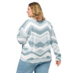 Light Blue Wave Bomber Jacket Soft Geometric Coat