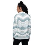 Light Blue Wave Bomber Jacket Soft Geometric Coat