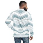 Light Blue Wave Bomber Jacket Soft Geometric Coat
