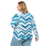 Blue 3d Chevron Bomber Jacket Geometric Fashion Coat