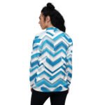 Blue 3d Chevron Bomber Jacket Geometric Fashion Coat