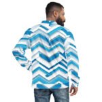 Blue 3d Chevron Bomber Jacket Geometric Fashion Coat