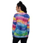 Rainbow Wave Bomber Jacket Watercolor Art Coat