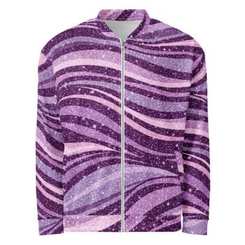Purple Glitter Wave Bomber Jacket Sparkly Fashion