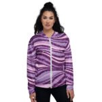 Purple Glitter Wave Bomber Jacket Sparkly Fashion