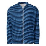 Blue Glitter Wave Bomber Jacket Sparkly Starry Coat