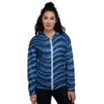 Blue Glitter Wave Bomber Jacket Sparkly Starry Coat