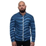 Blue Glitter Wave Bomber Jacket Sparkly Starry Coat